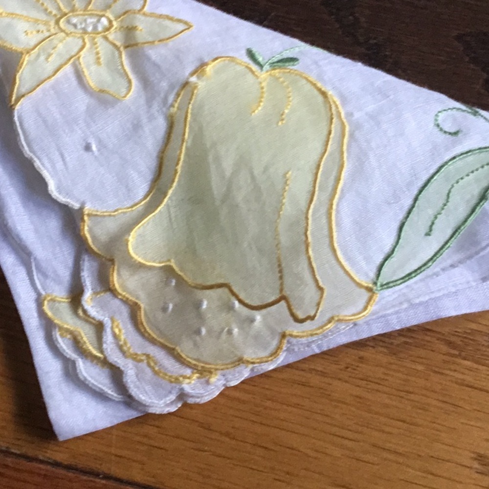 Vintage Cut work appliqué linen? Handkerchief great